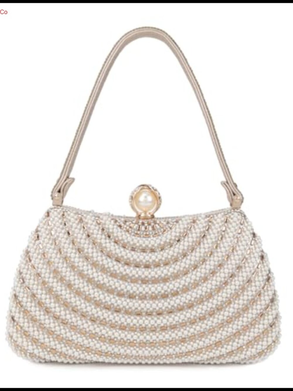 Rhinestone Pearl Evening Clutch with Chain Leather Top Handle Party Wedding